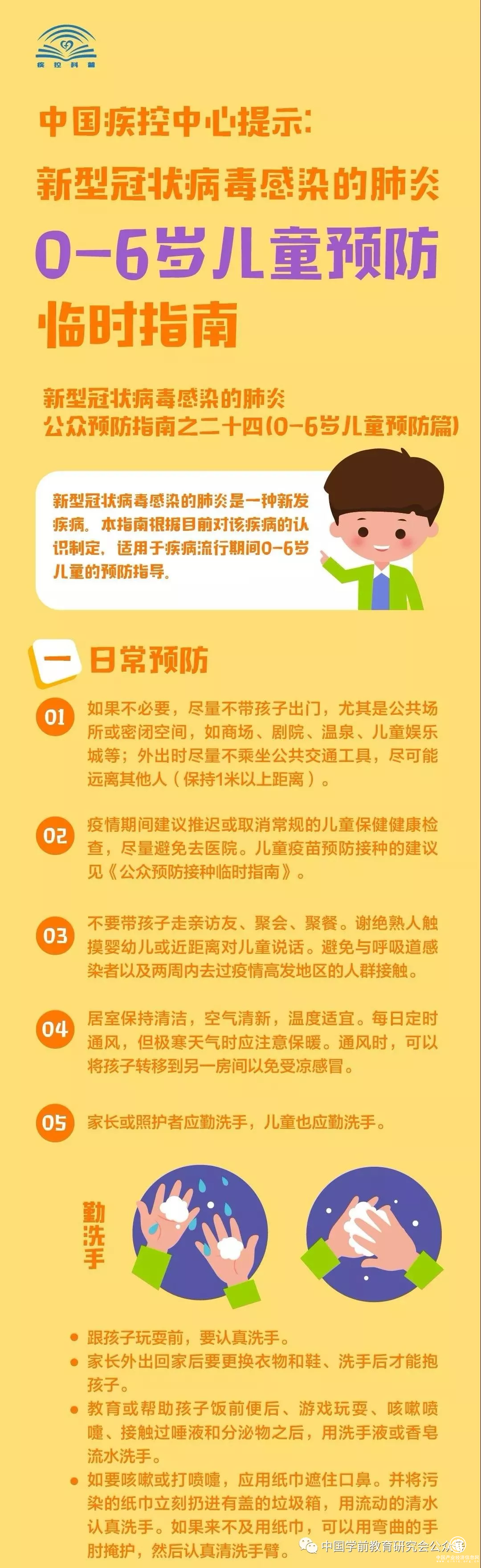 中國疾控中心溫馨提示：0-6歲兒童預(yù)防新型冠狀病毒肺炎感染指南