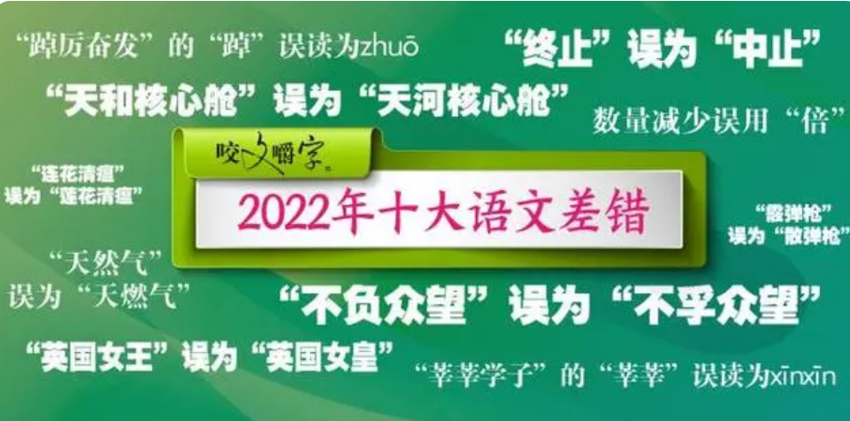 2022年“十大語文差錯(cuò)”公布 都有哪些字詞？