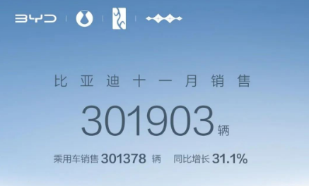 沖擊全年目標 比亞迪前11月銷量268萬輛